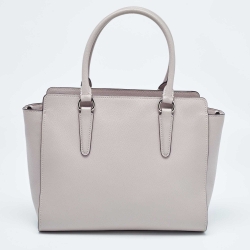 Pre Owned Coach Grey Leather Stardust Crystals Leah Tote