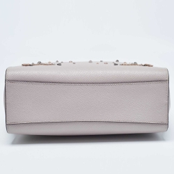 Pre Owned Coach Grey Leather Stardust Crystals Leah Tote