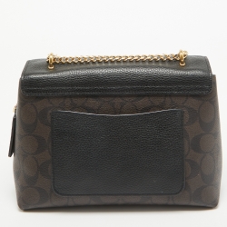 Coach Black/Brown Signature Coated Canvas and Leather Tammie Shoulder Bag