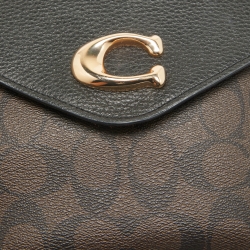 Coach Black/Brown Signature Coated Canvas and Leather Tammie Shoulder Bag