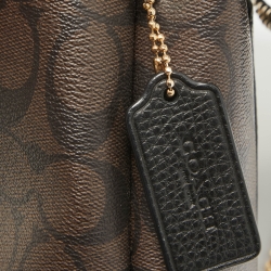 Coach Black/Brown Signature Coated Canvas and Leather Tammie Shoulder Bag