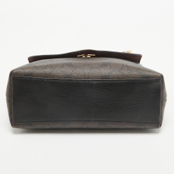 Coach Black/Brown Signature Coated Canvas and Leather Tammie Shoulder Bag