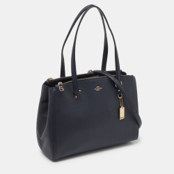 Coach Navy Blue Leather Stanton Carryall Tote 