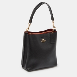 Pre Owned Coach Black Leather Mollie 22 Bucket Bag
