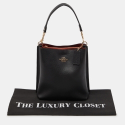 Pre Owned Coach Black Leather Mollie 22 Bucket Bag