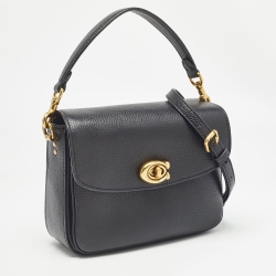 Pre Owned Coach Black Leather Cassie Top Handle Bag