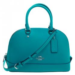 Pre Owned Coach Turquoise Leather Sierra Satchel