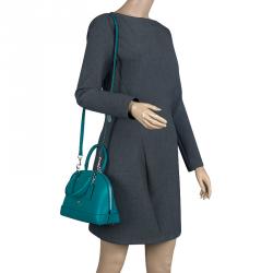 Pre Owned Coach Turquoise Leather Sierra Satchel