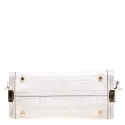 Coach Off White Croc Embossed Leather Large Swagger Top Handle Bag