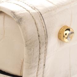 Coach Off White Croc Embossed Leather Large Swagger Top Handle Bag