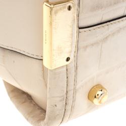 Coach Off White Croc Embossed Leather Large Swagger Top Handle Bag