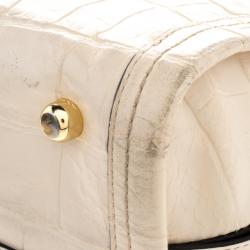 Coach Off White Croc Embossed Leather Large Swagger Top Handle Bag