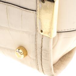 Coach Off White Croc Embossed Leather Large Swagger Top Handle Bag