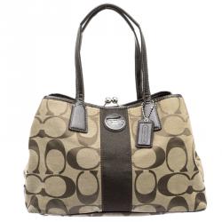 Coach Beige/Brown Canvas Shoulder Bag