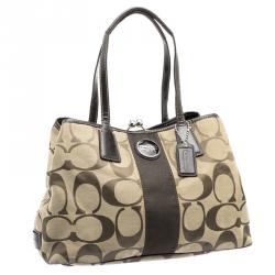Coach Beige/Brown Canvas Shoulder Bag
