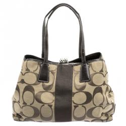 Coach Beige/Brown Canvas Shoulder Bag