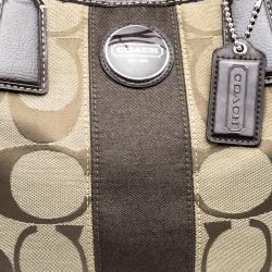 Coach Beige/Brown Canvas Shoulder Bag