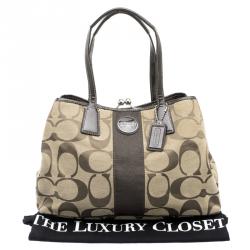 Coach Beige/Brown Canvas Shoulder Bag