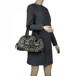 Coach Black/Beige Canvas and Leather Satchel