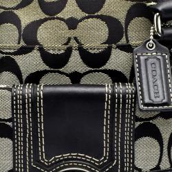 Coach Black/Beige Canvas and Leather Satchel