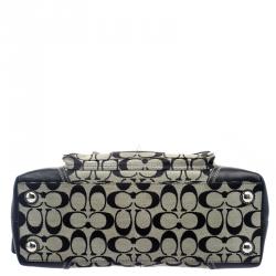 Coach Black/Beige Canvas and Leather Satchel