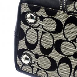 Coach Black/Beige Canvas and Leather Satchel