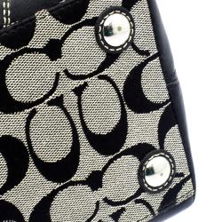 Coach Black/Beige Canvas and Leather Satchel