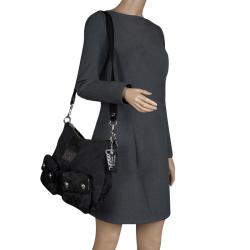 Pre Owned Coach Black Fabric Poppy Crossbody Bag