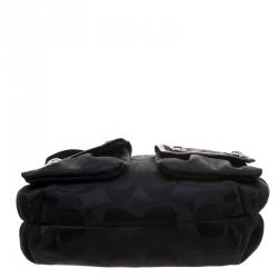 Pre Owned Coach Black Fabric Poppy Crossbody Bag