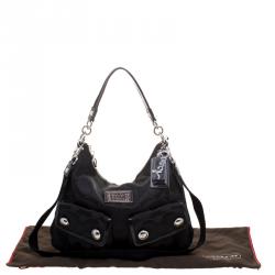 Pre Owned Coach Black Fabric Poppy Crossbody Bag