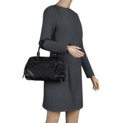 Pre Owned Coach Black Canvas and Leather Boston Bag