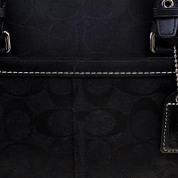 Pre Owned Coach Black Canvas and Leather Boston Bag