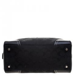 Pre Owned Coach Black Canvas and Leather Boston Bag
