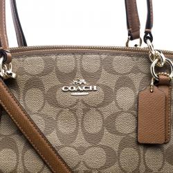 Pre Owned Coach Beige/Brown Coated Canvas and Leather Sig Christie Cryll Satchel