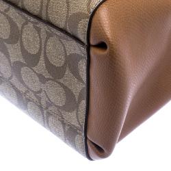 Pre Owned Coach Beige/Brown Coated Canvas and Leather Sig Christie Cryll Satchel