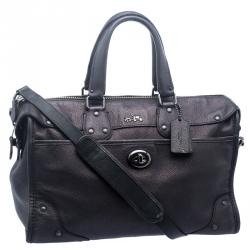 Pre Owned Coach Holographic Leather Rhyder Boston Bag