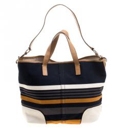 Pre Owned Coach Multicolor Fabric and Leather Tote