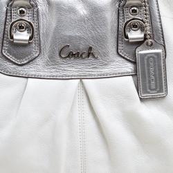 Coach White/Silver Leather Ashley Tote