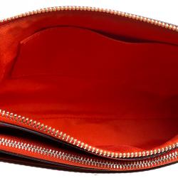 Pre Owned Coach Orange Leather East/West Pop Up Pouch Crossbody Bag