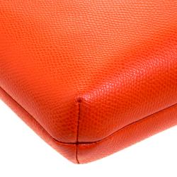 Pre Owned Coach Orange Leather East/West Pop Up Pouch Crossbody Bag