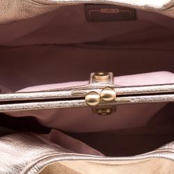 Pre Owned Coach Metallic Pink Leather Champagne Shoulder Bag