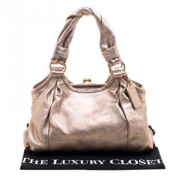 Pre Owned Coach Metallic Pink Leather Champagne Shoulder Bag