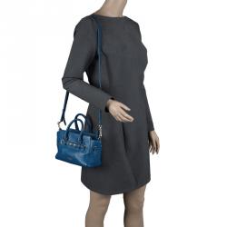 Pre Owned Coach Blue Leather Swagger Tote