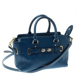 Pre Owned Coach Blue Leather Swagger Tote