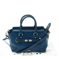 Pre Owned Coach Blue Leather Swagger Tote