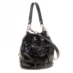 Coach Black Patent Leather Drawstring Bucket Bag