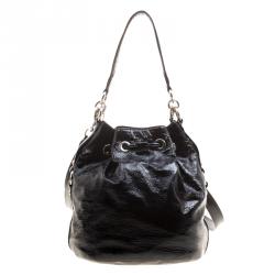 Coach Black Patent Leather Drawstring Bucket Bag