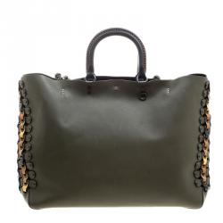 Pre Owned Coach Olive Green Leather Rogue Tote