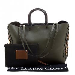 Pre Owned Coach Olive Green Leather Rogue Tote