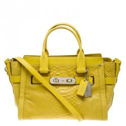 Coach Yellow Python Embossed Leather Swagger 27 Tote